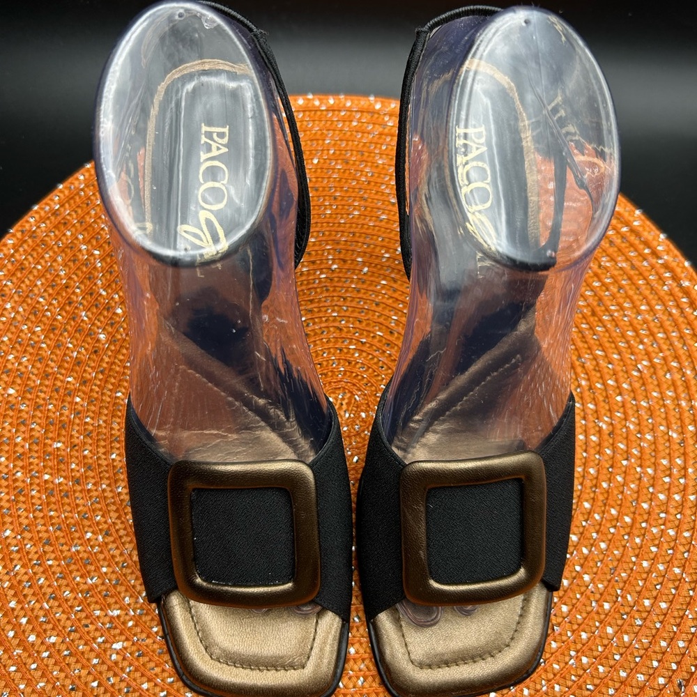 Paco Gil Black Slingback Copper Heels Size 8
